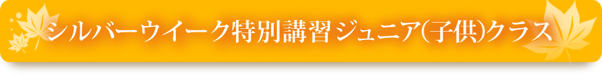 シルバーウィーク特別講習ジュニア（子供）クラス